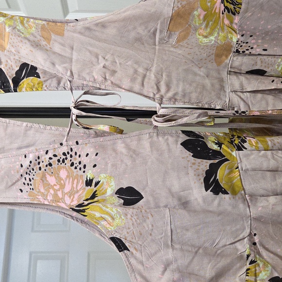 Star Studios Blush Floral Boho Midi Dress Sleeveless Tie Neck Flowing A-Line - Picture 3 of 8